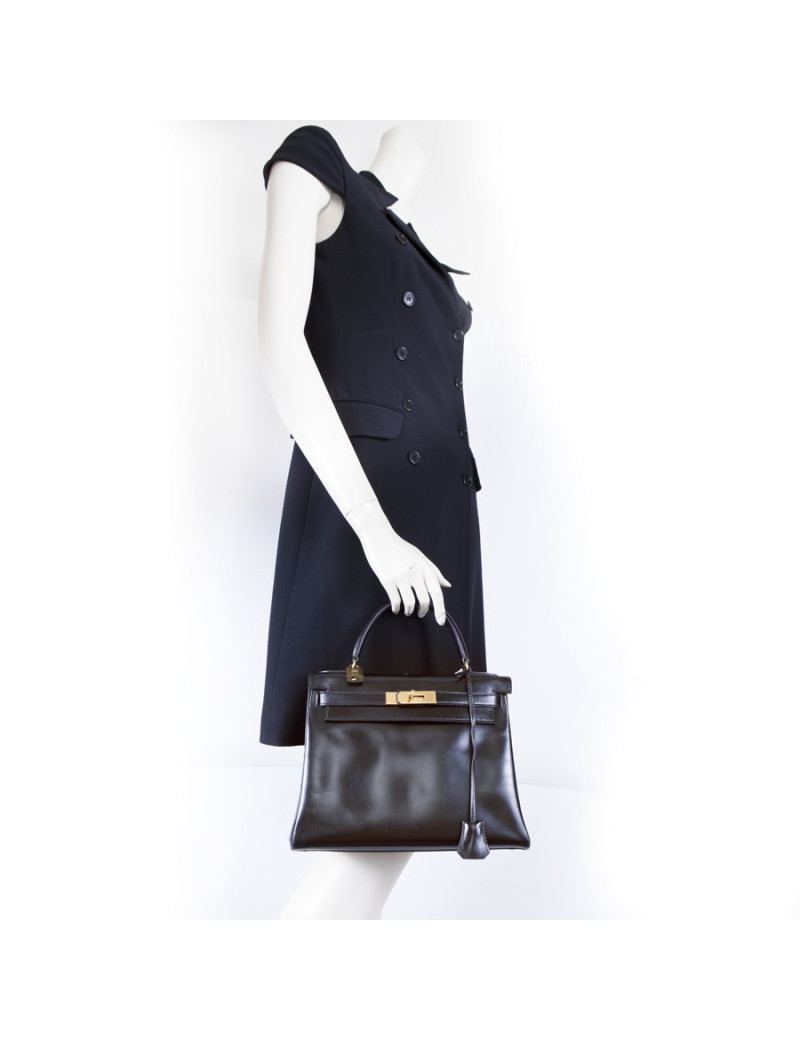 Sac Kelly 28 HERMES en box noir 