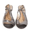 Sandales CHANEL T39 cuir vieilli brillant noir 