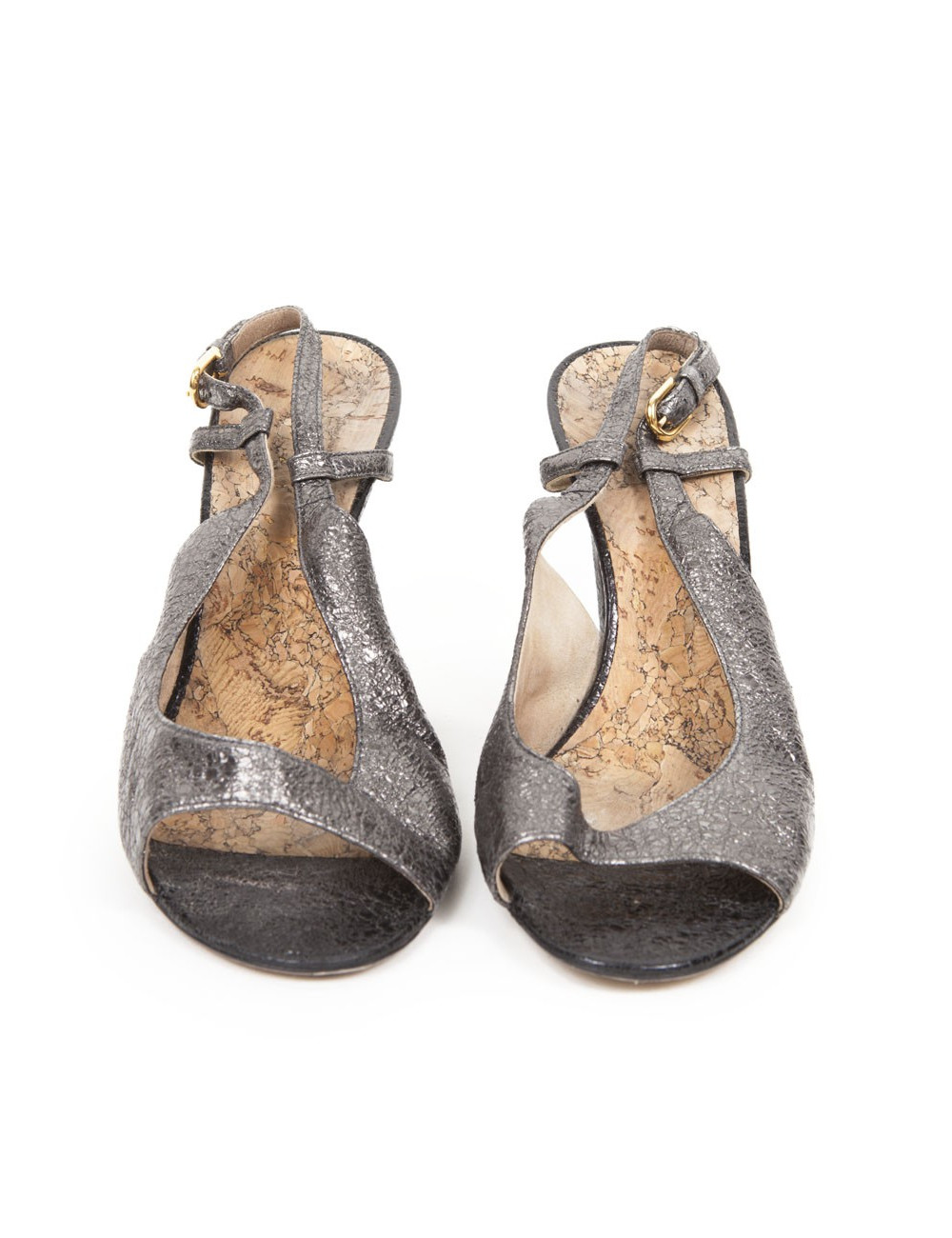 Sandales CHANEL T39 cuir vieilli brillant noir 