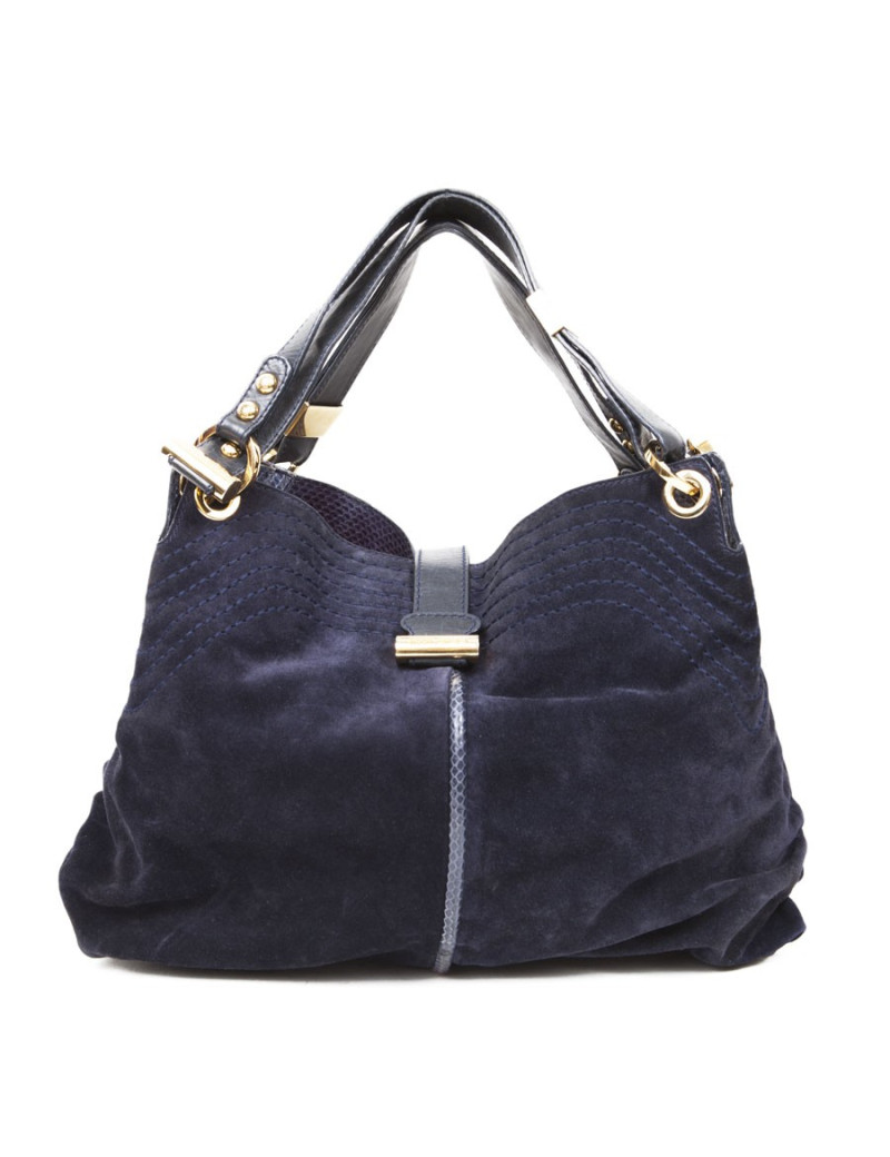 Sac JIMMY CHOO daim bleu nuit