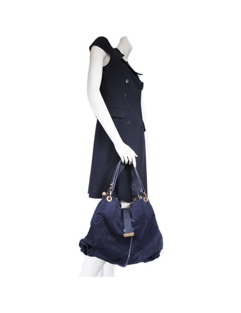 Sac JIMMY CHOO daim bleu nuit