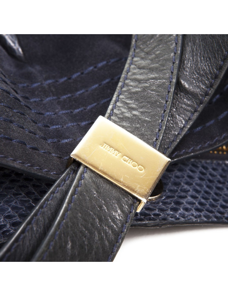 Sac JIMMY CHOO daim bleu nuit