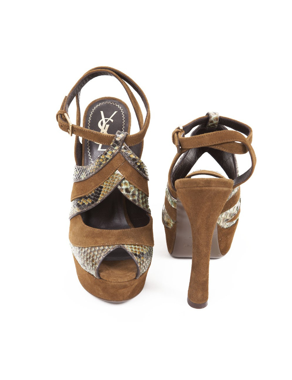 Sandales hautes YSL  T 35 "Tributes" veau velours