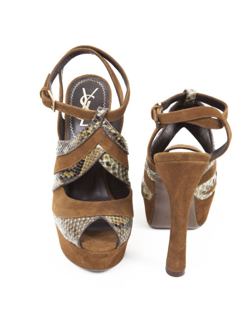 Sandales hautes YSL  T 35 "Tributes" veau velours