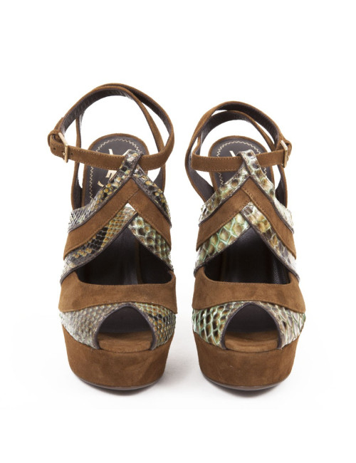 Sandales hautes YSL  T 35 "Tributes" veau velours