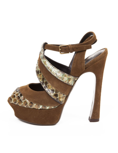 Sandales hautes YSL  T 35 "Tributes" veau velours