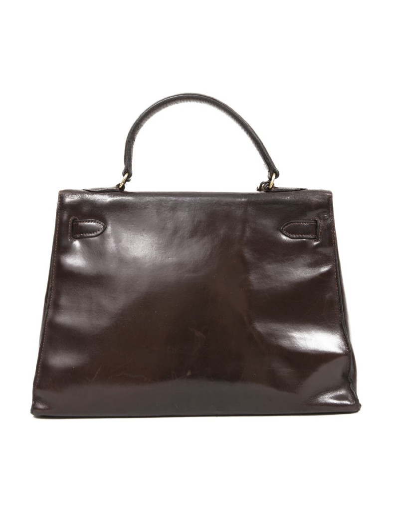 32 box brown leather HERMES Kelly bag