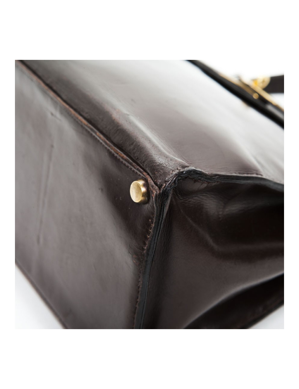 32 box brown leather HERMES Kelly bag