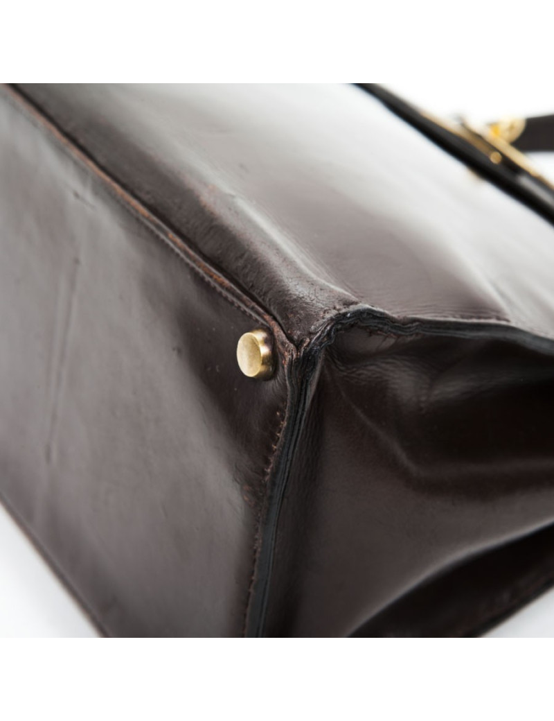 Sac Kelly 32 HERMES cuir box marron 