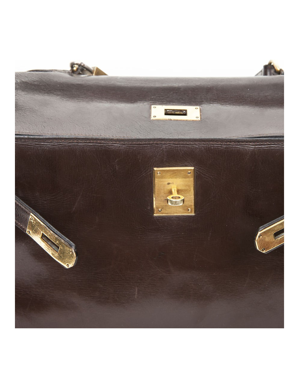 32 box brown leather HERMES Kelly bag