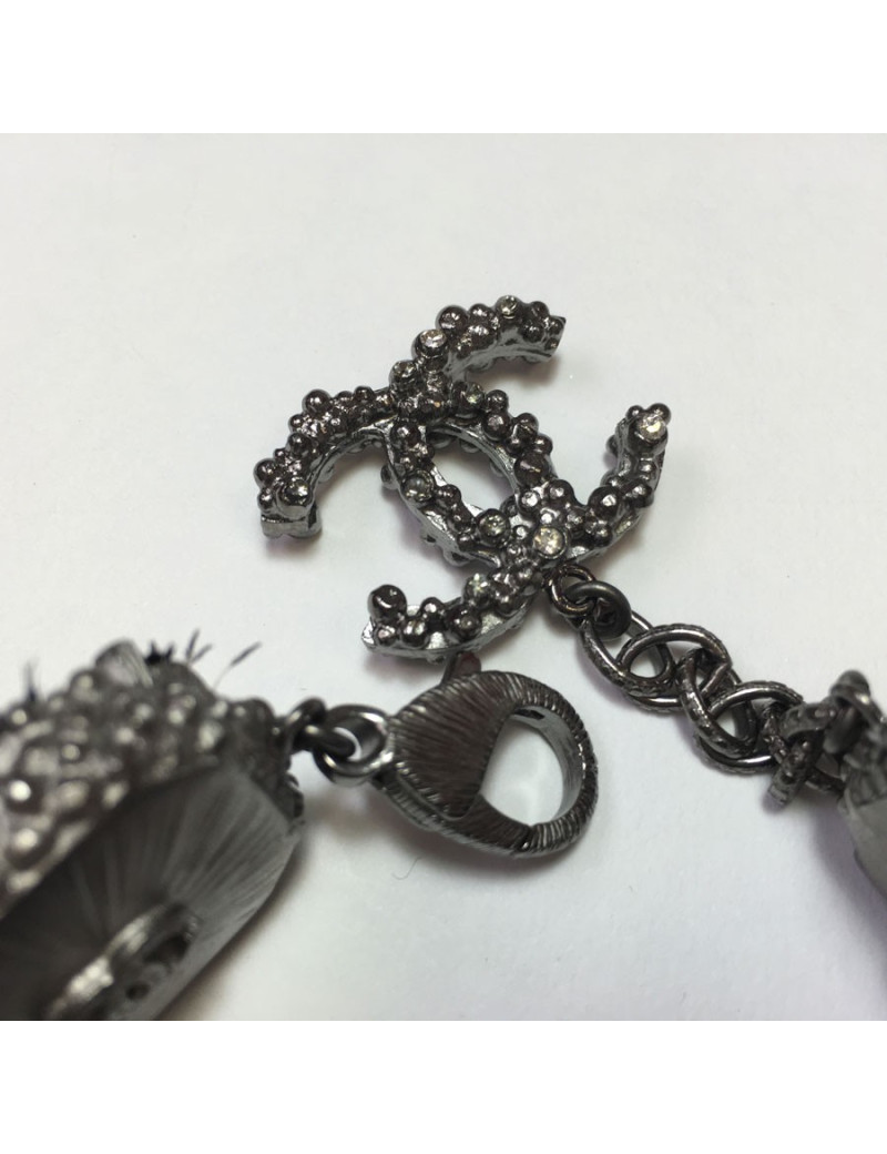 Bracelet CHANEL en plumes et argent