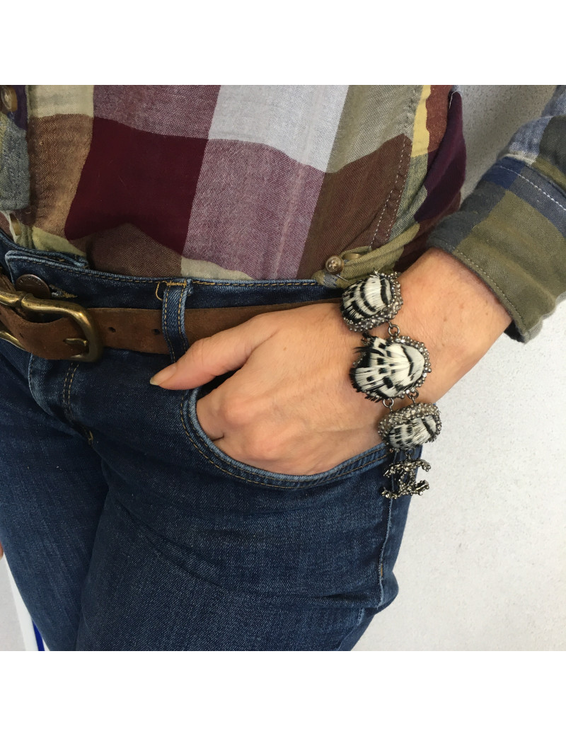 CHANEL feather and silver bracelet