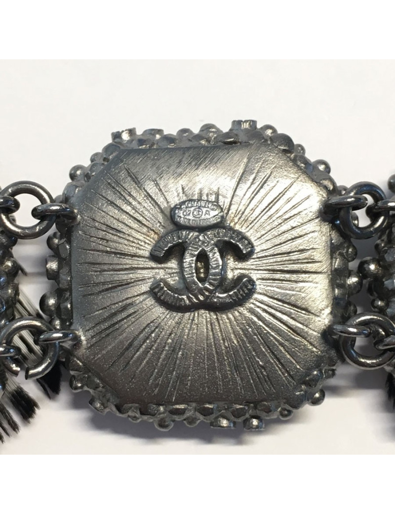 Bracelet CHANEL en plumes et argent