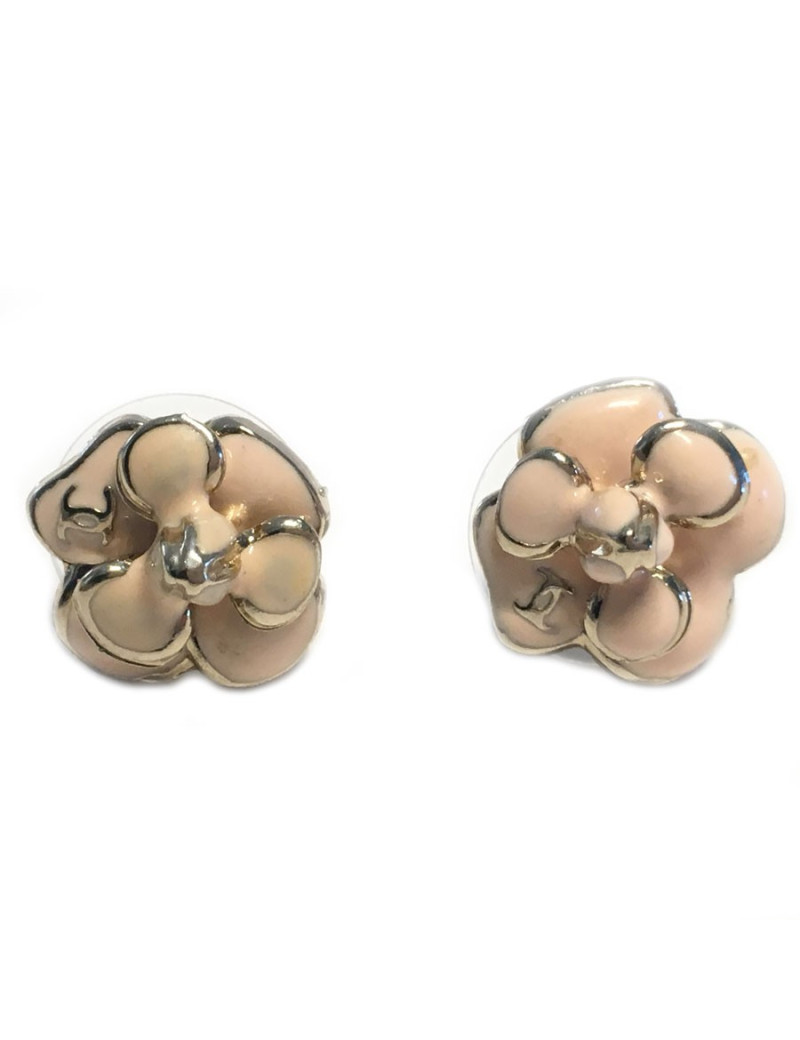 Boucles d'oreille CHANEL camélia rose