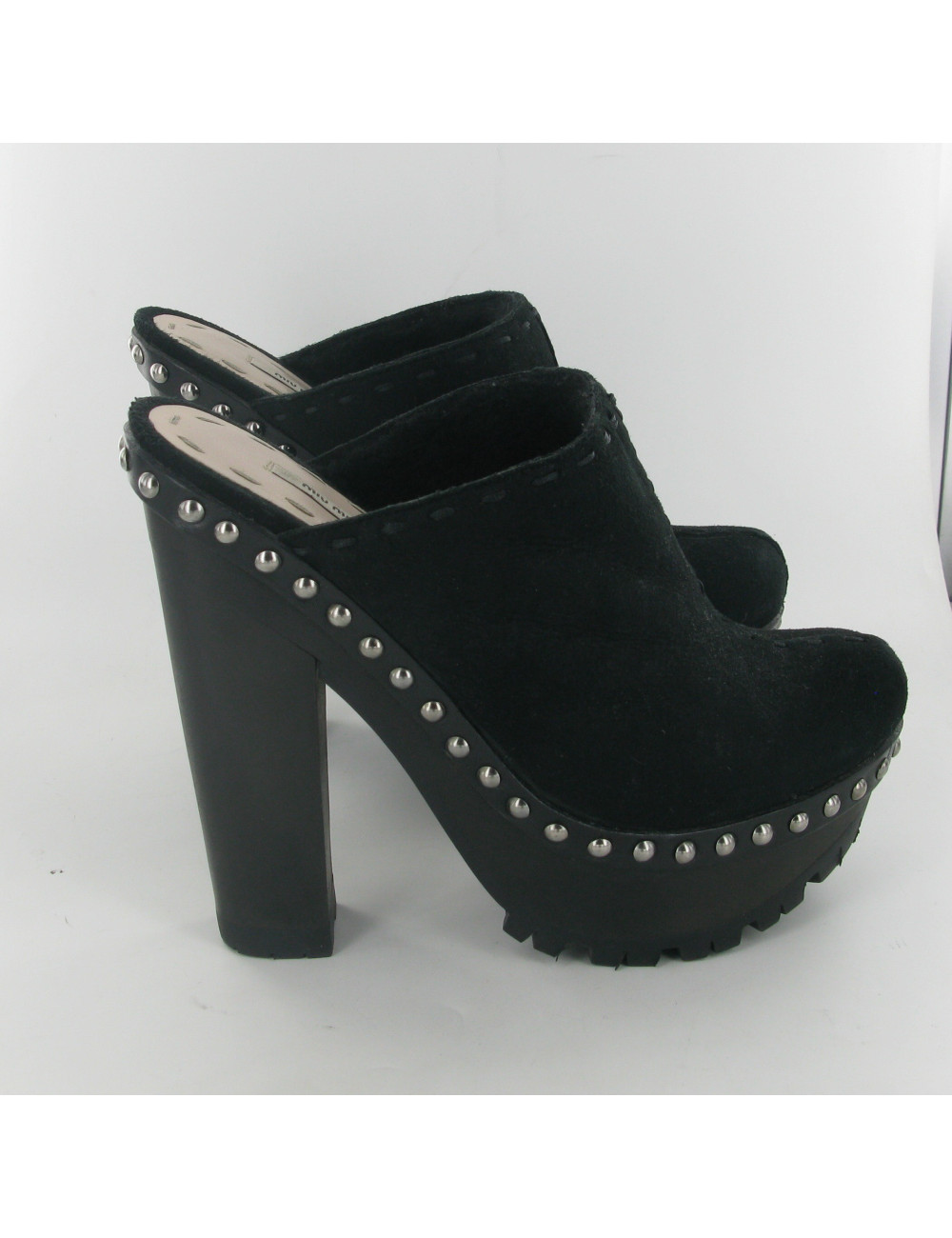 Sabots à talon fourrés MIU MIU