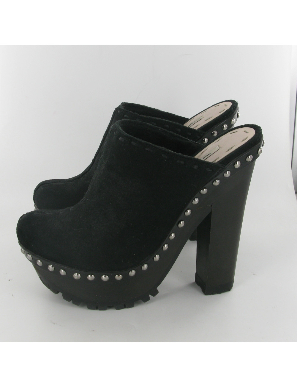 Sabots à talon fourrés MIU MIU