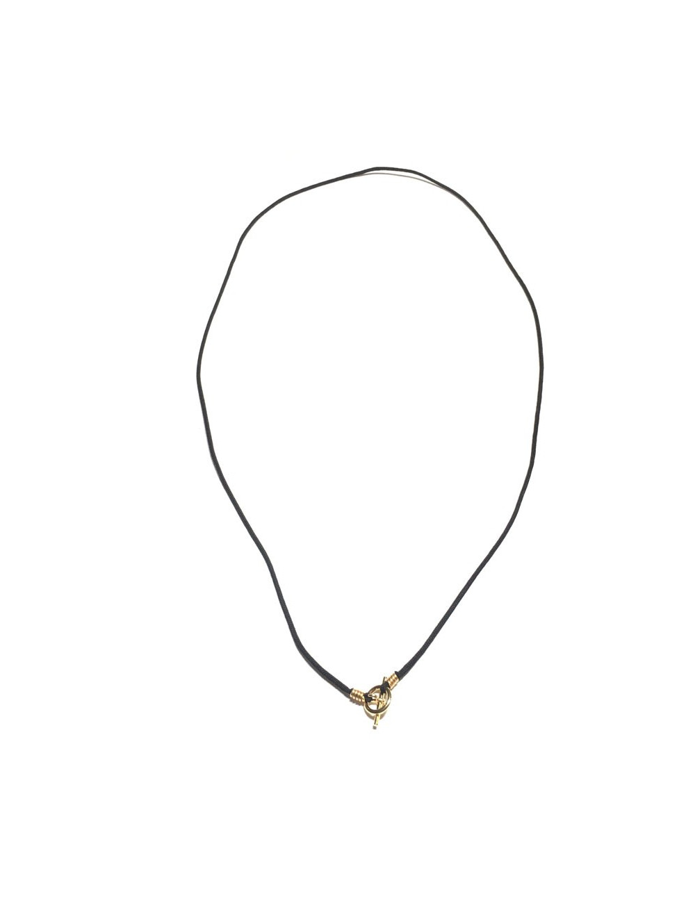 Collier HERMES lien noir et bijouterie or