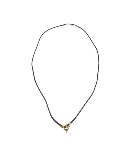 Collier HERMES lien noir et bijouterie or