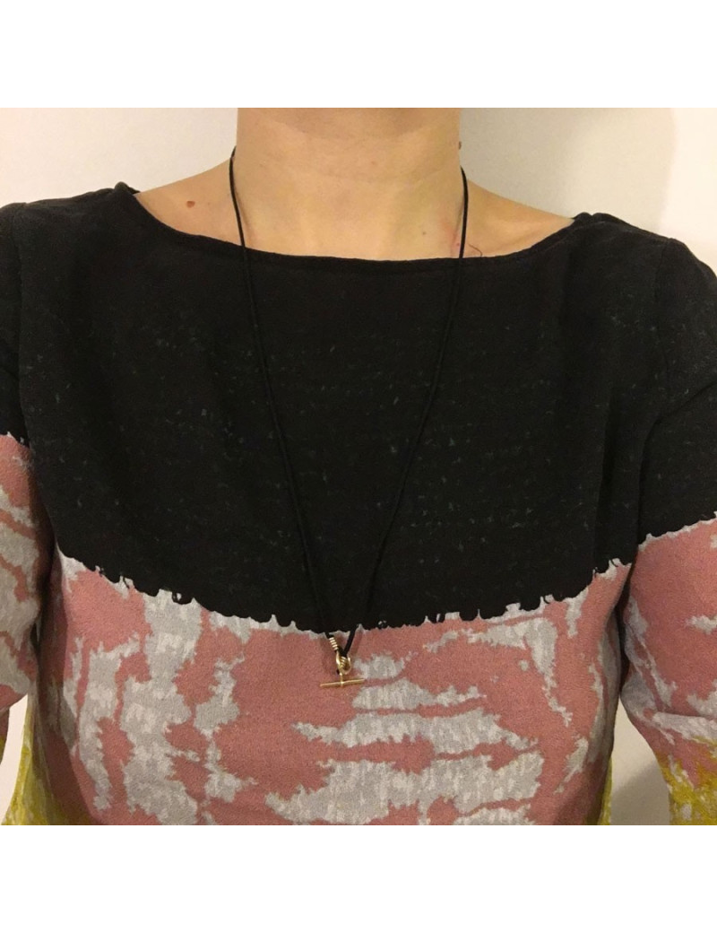 HERMES black link necklace and jewelry gold