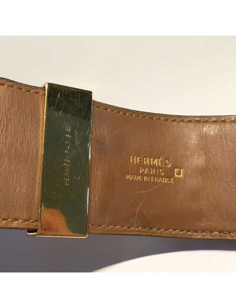 HERMES Medor cuff in orange leather and gold hardware