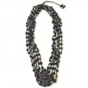 Belt CHANEL 5 rows of black beads and silver chain