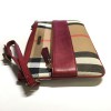 BURBERRY Haymarket Check wallet in canvas and Burgundy leather
