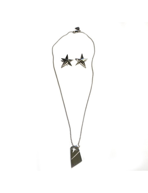 Parure THIERRY MUGLER collier et boucles d'oreilles clous en argent
