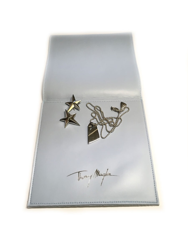 Set THIERRY MUGLER necklace and earrings in silver nails