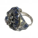 Ring CHANEL couture T56 silver, rhinestones and glitter resin transparent stone