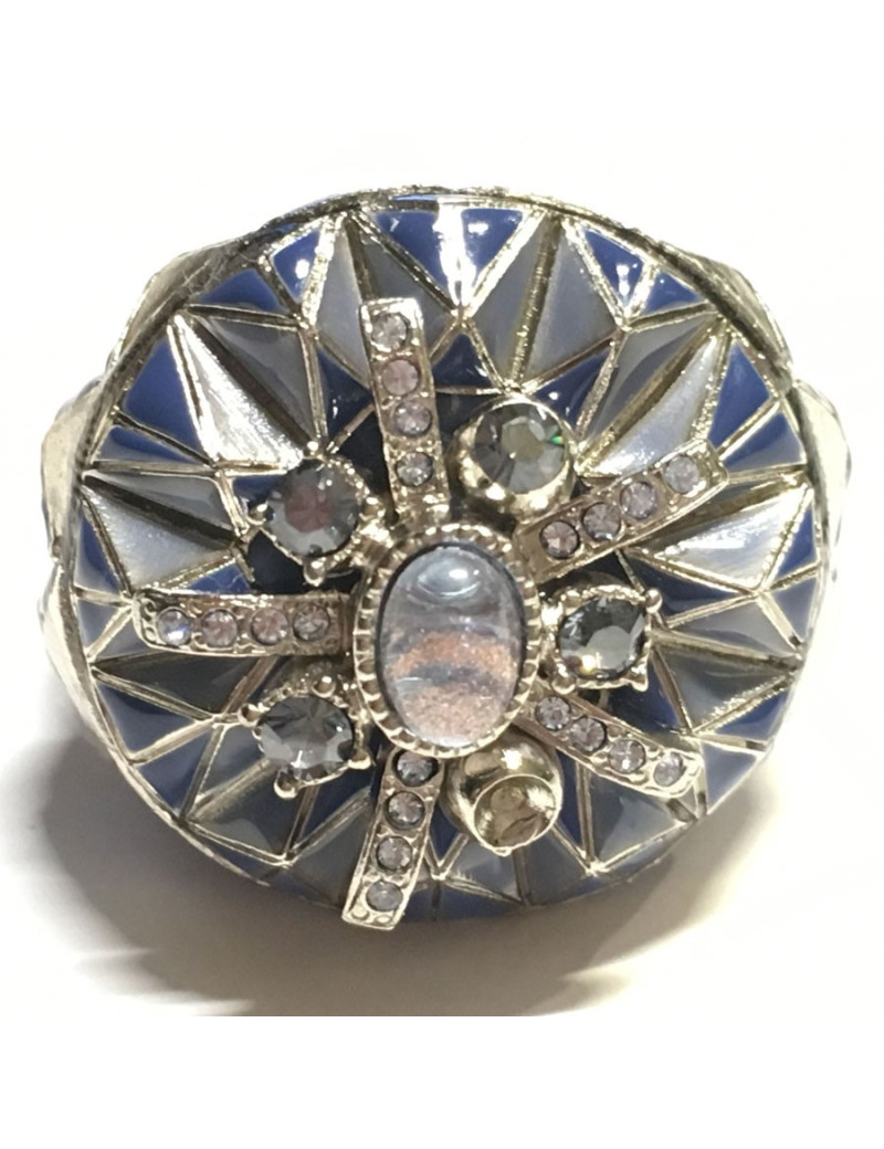 Ring CHANEL couture T56 silver, rhinestones and glitter resin transparent stone