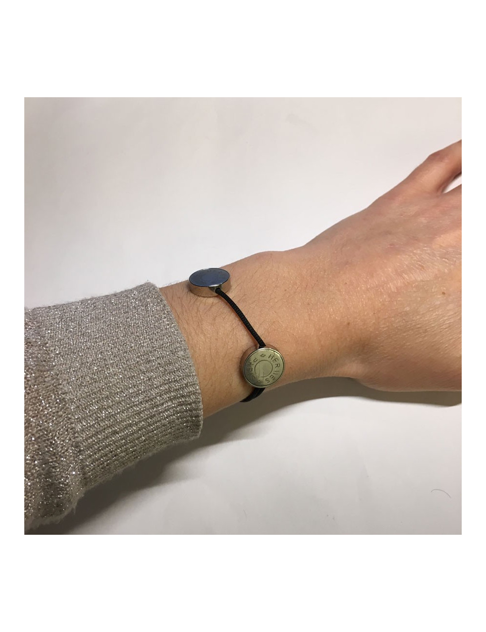 HERMES highlight of saddle and black String Bracelet