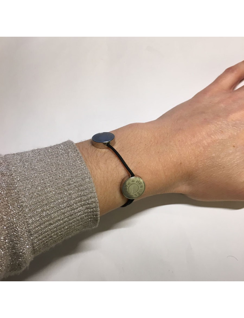 HERMES highlight of saddle and black String Bracelet