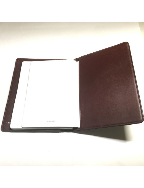 Porte agenda CHANEL en cuir matelassé noir
