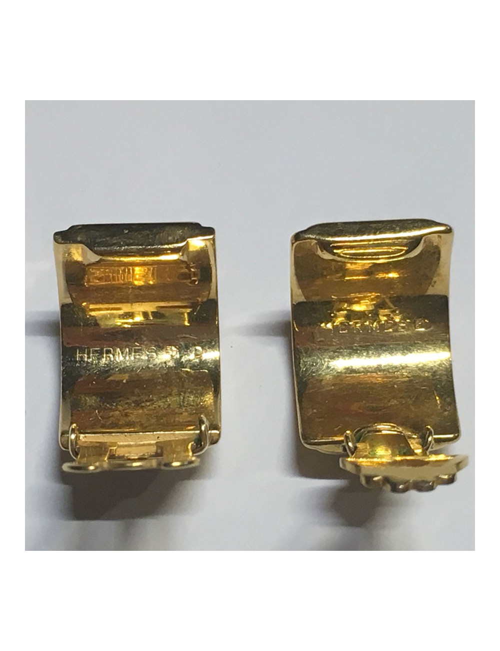 HERMES earrings metal and enamel