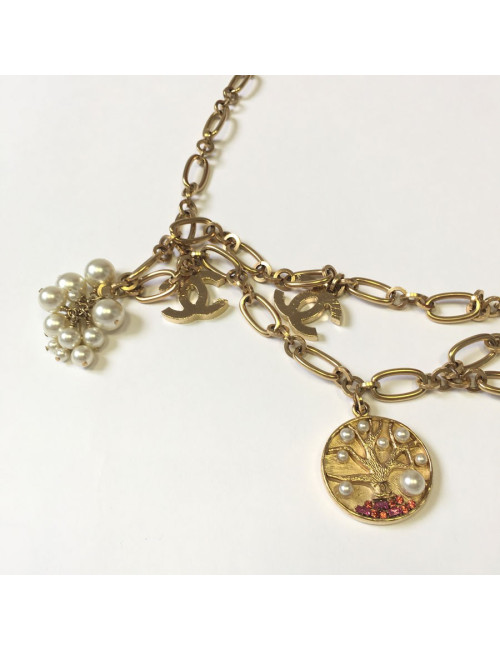 Belt necklace CHANEL golden chain and charms