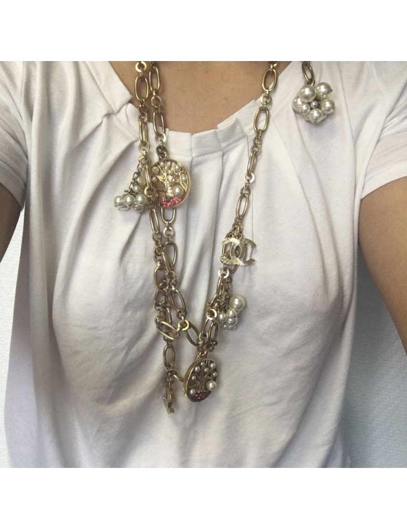 Ceinture sautoir CHANEL chaîne dorée et charms