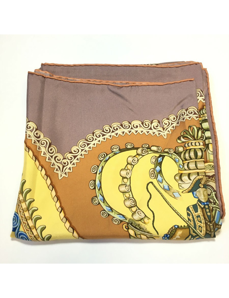 XXX Carré HERMES "Papéroles" en soie