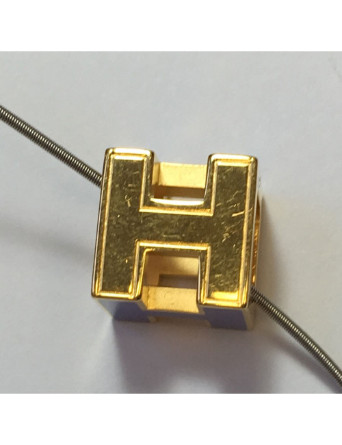 HERMES enamel purple metal cage necklace gold