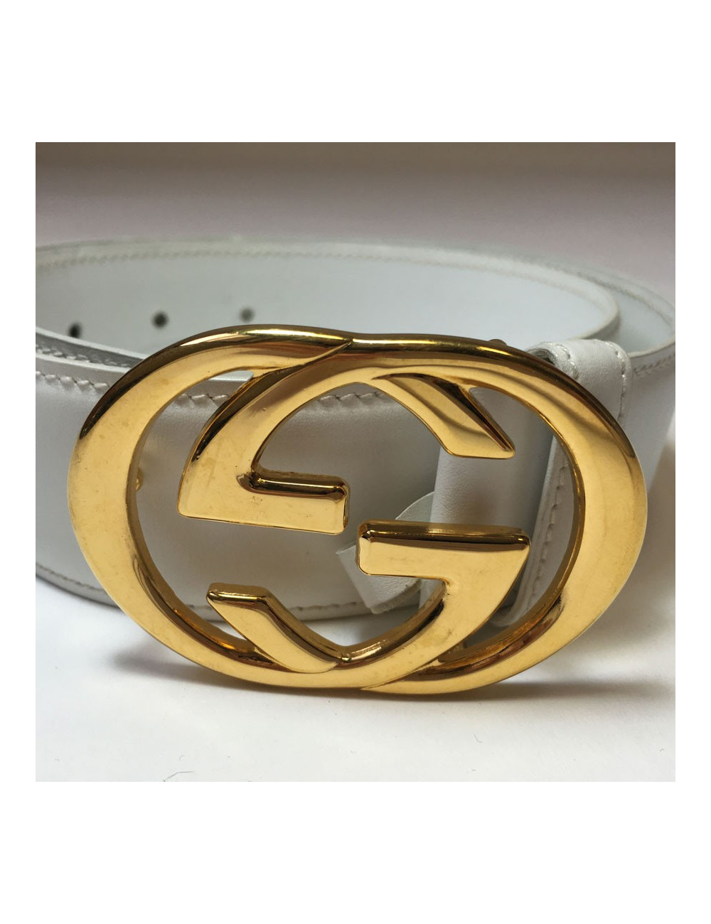 Belt GUCCI White Leather T 70