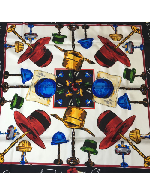 AUCTION scarf KARL LAGERFELD silk black border and multicolor background