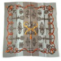 Hermès 'Ferronnerie' small scarf in gray and taupe silk