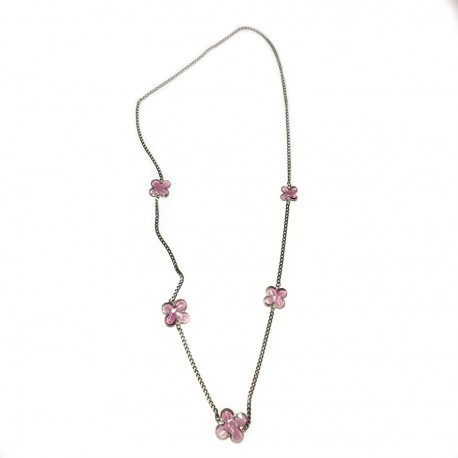 Clover Marguerite of Valois glass Amethyst necklace