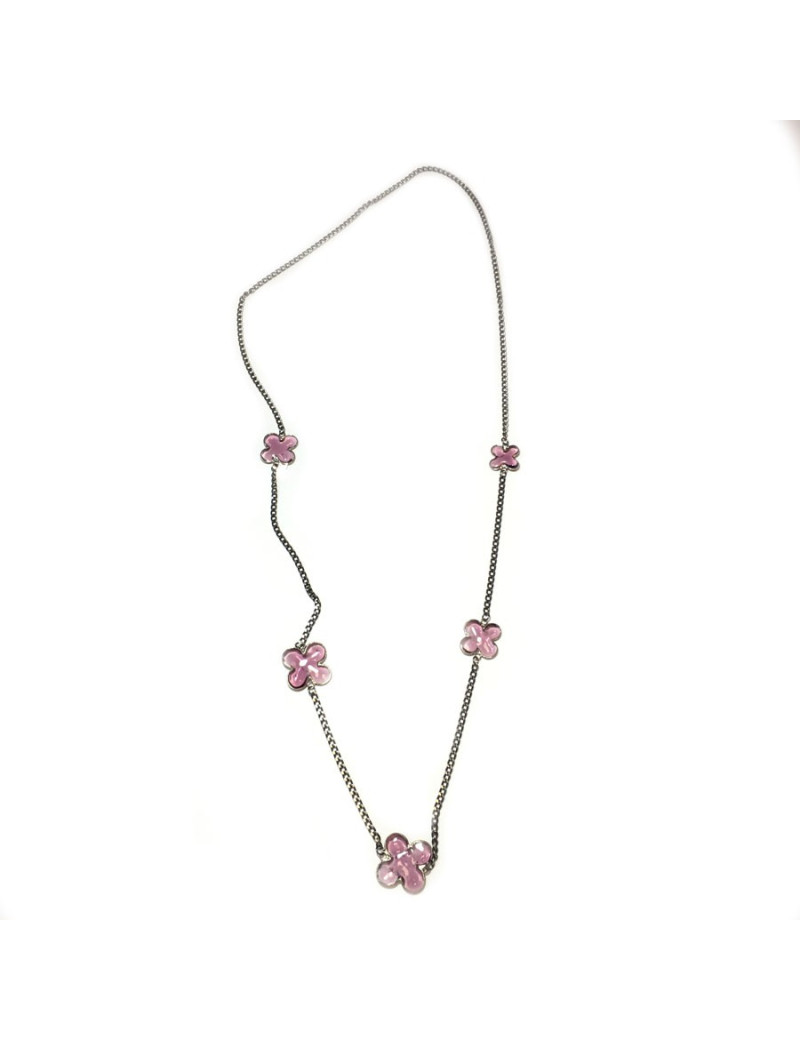 Clover Marguerite of Valois glass Amethyst necklace