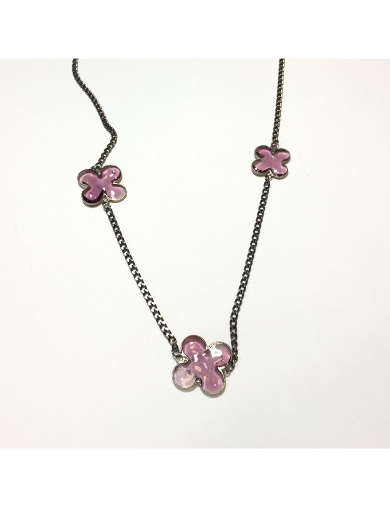 Clover Marguerite of Valois glass Amethyst necklace