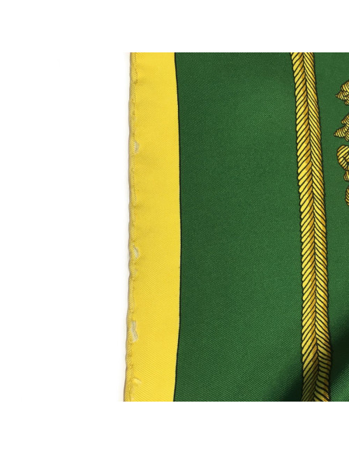 Square HERMES 'Arms of Paris' green silk