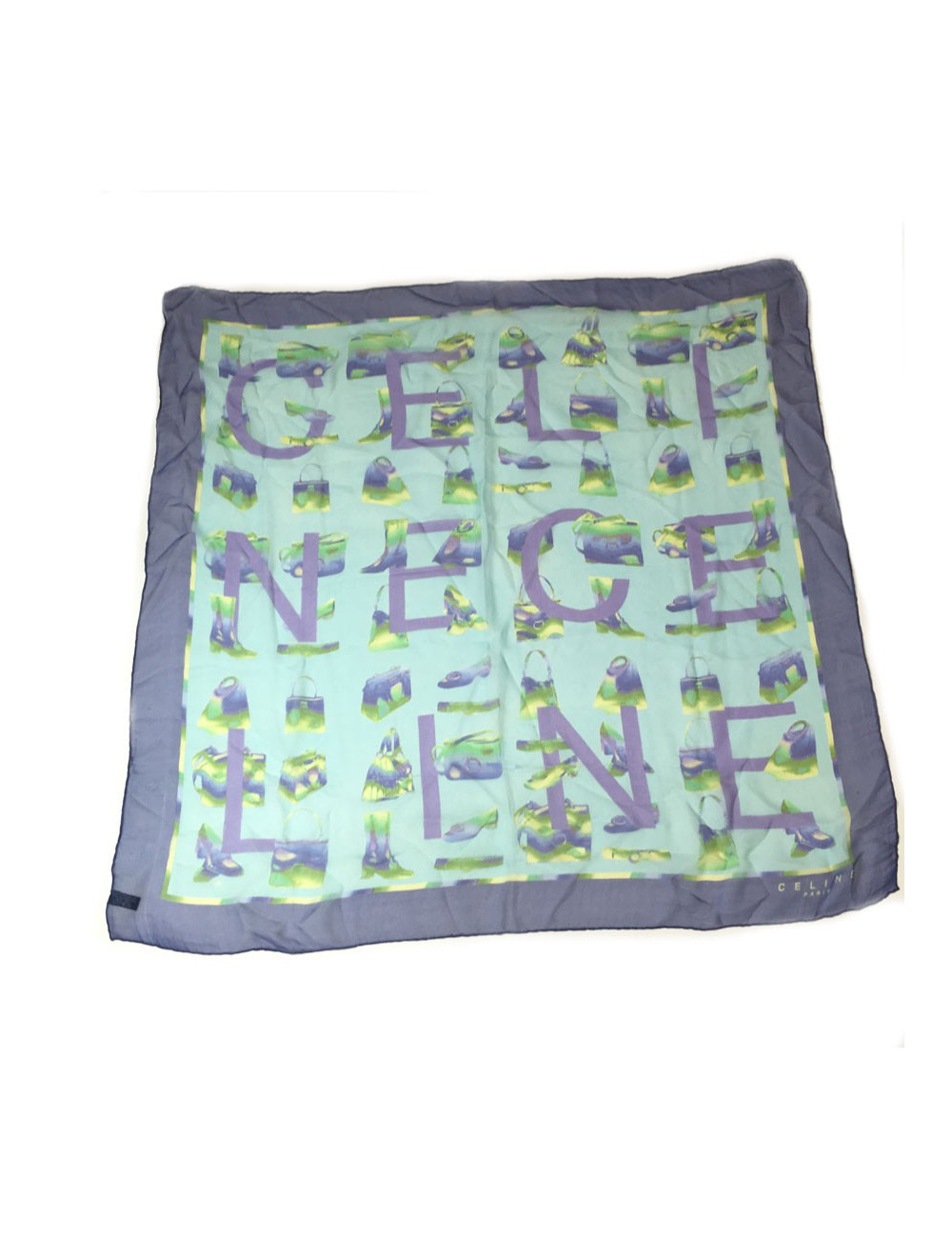 CELINE square in blue silk