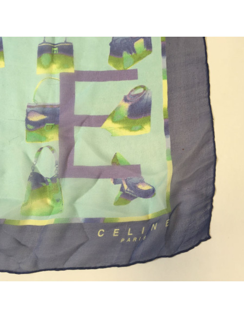 CELINE square in blue silk