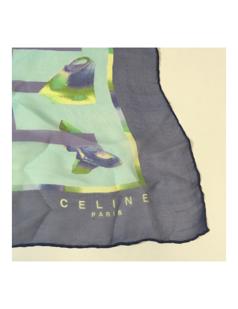 Carré CELINE en soie bleue