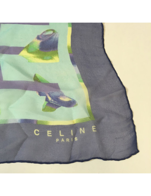 Carré CELINE en soie bleue