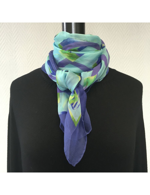 Carré CELINE en soie bleue